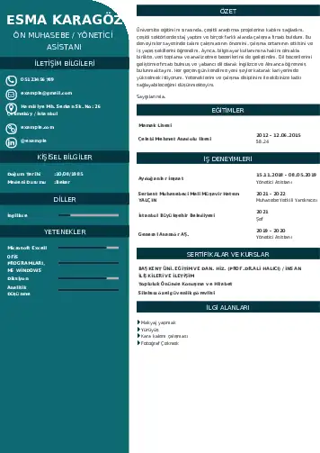 Yönetici Asistanı Cv Örnekleri cv indir